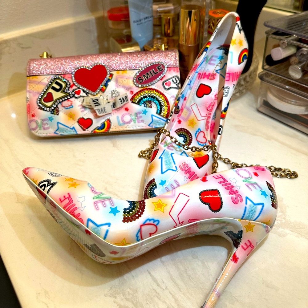 Aldo love, rainbow & smile Stessy Stiletto Pumps, including matching bag